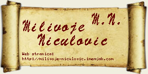 Milivoje Niculović vizit kartica